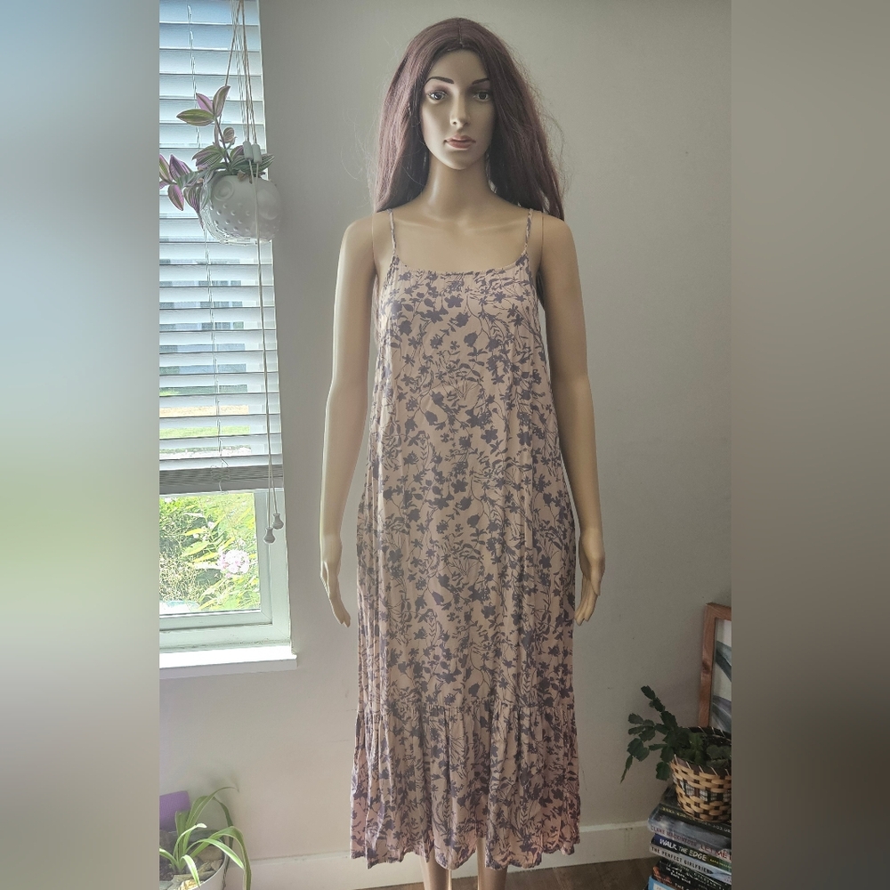 A New Day purple tan maxi dress spaghetti straps